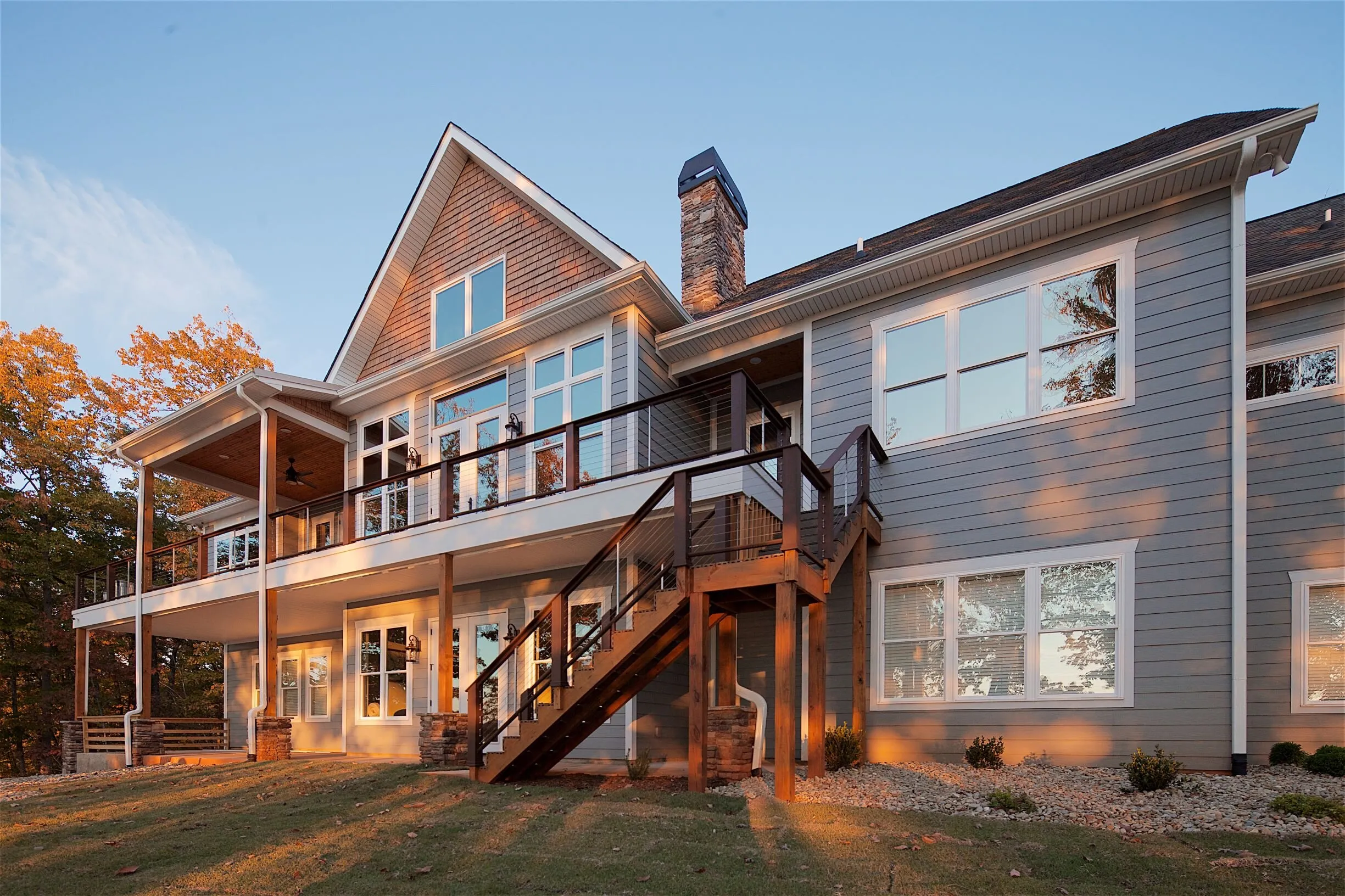 Lake Hartwell house in warm evening light