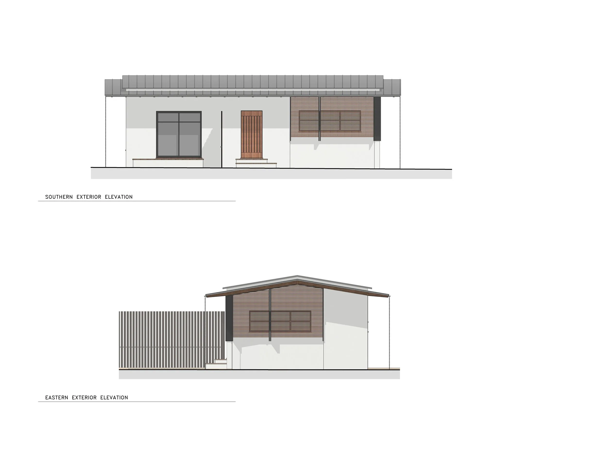 Exterior elevation drawings for an accessory dwelling unit